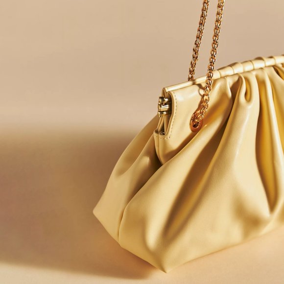 HTF Anthropologie Pleated Faux Leather Clutch